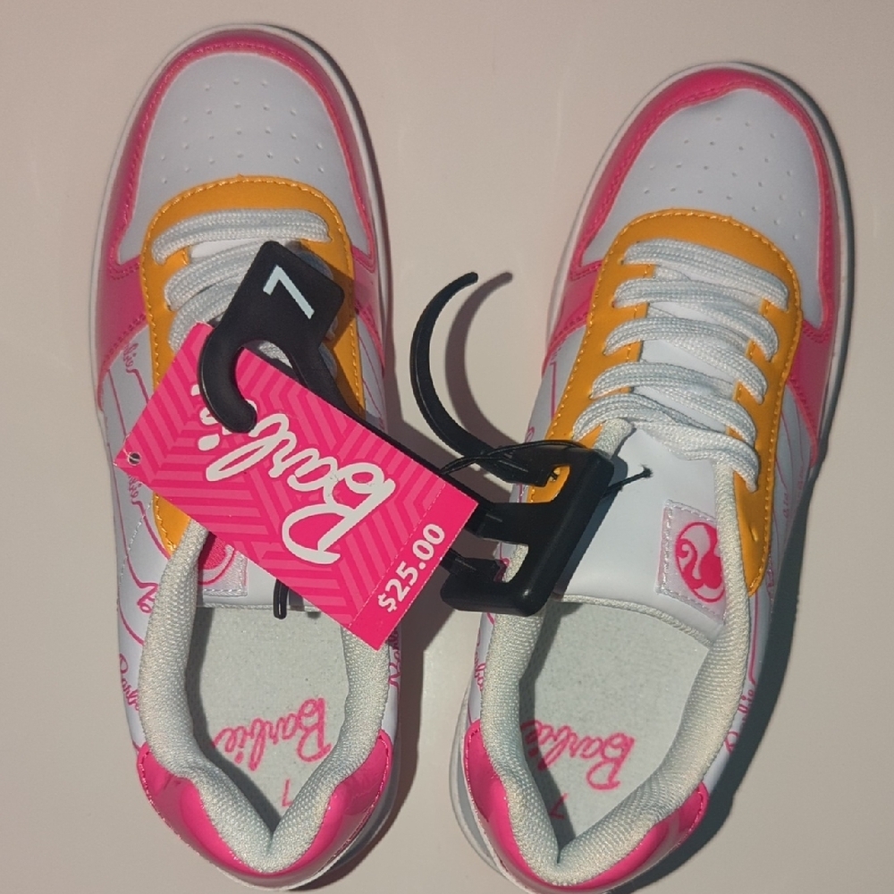 NWT Rare Barbie Women's Pink & White Sneakers - Sz 7 (Never Worn)